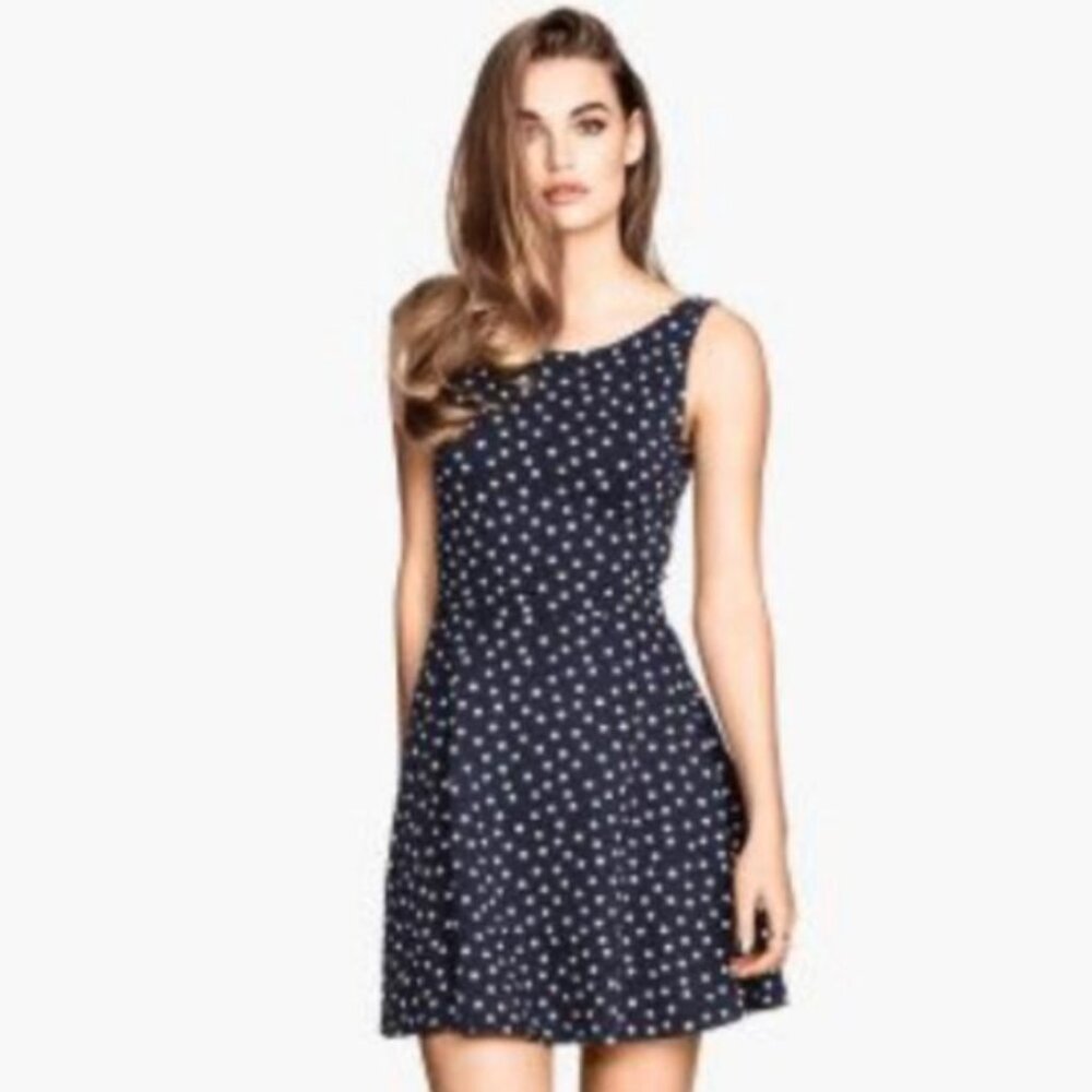 Navy Polka Dot Skater Fit & Flare Dress, fits size 0-2 - For a good cause!